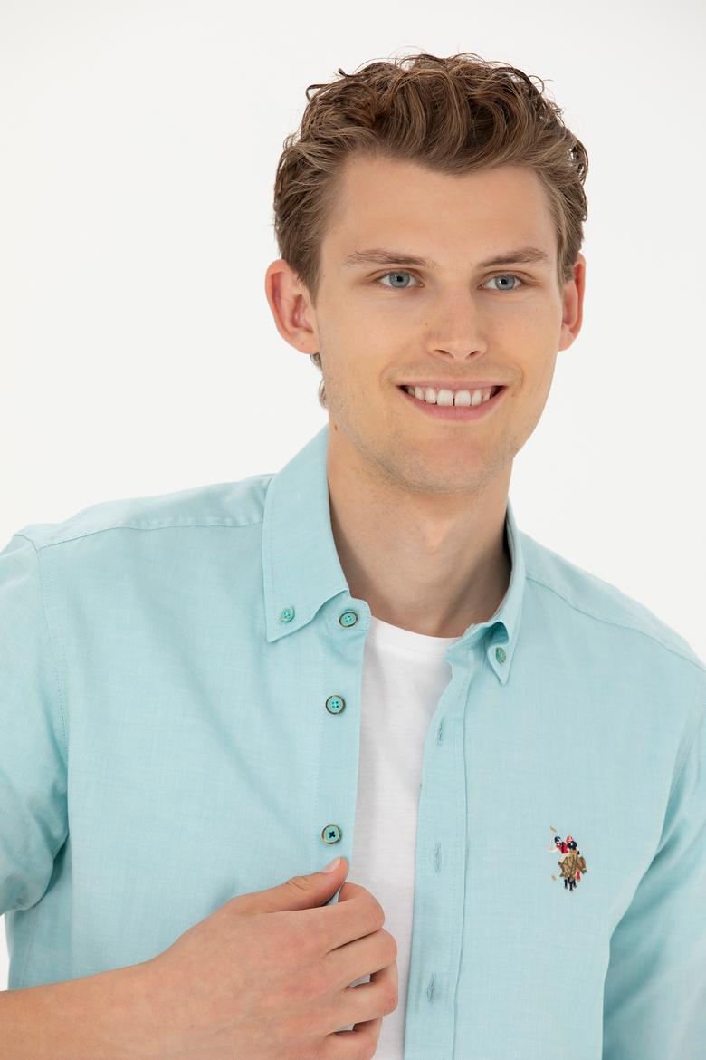 Erkek Mint Uzun Kollu Basic Gömlek - 50263099068