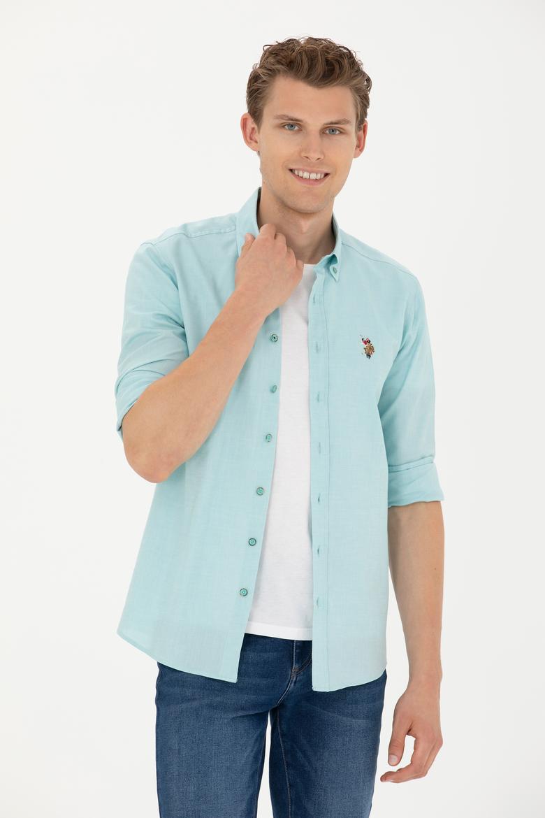 Erkek Mint Uzun Kollu Basic Gömlek - 50263099068