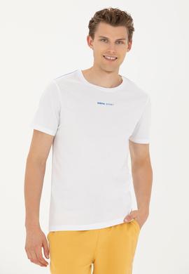 Erkek Beyaz Bisiklet Yaka Tişört - 50263259023