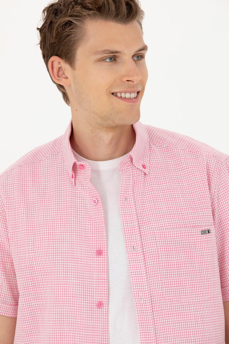 Erkek Pembe Kısa Kollu Gömlek - 50264094015