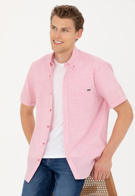 Erkek Pembe Kısa Kollu Gömlek - 50264094015