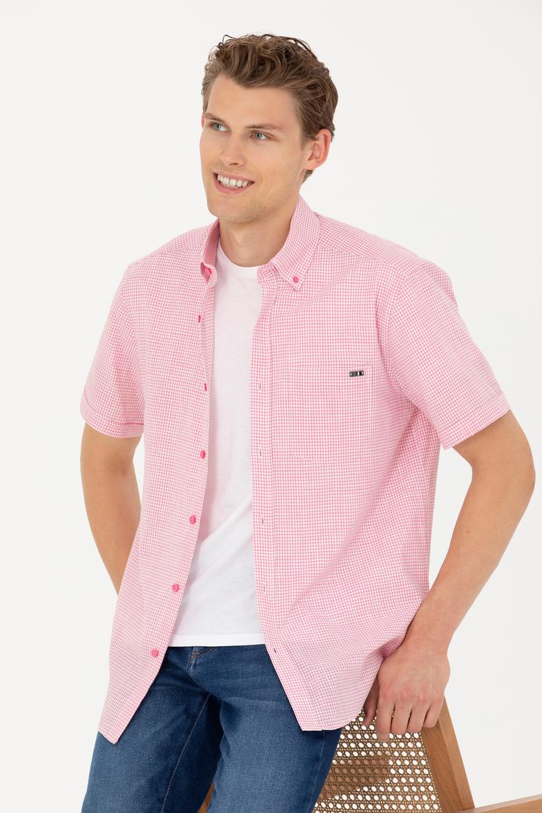 Erkek Pembe Kısa Kollu Gömlek