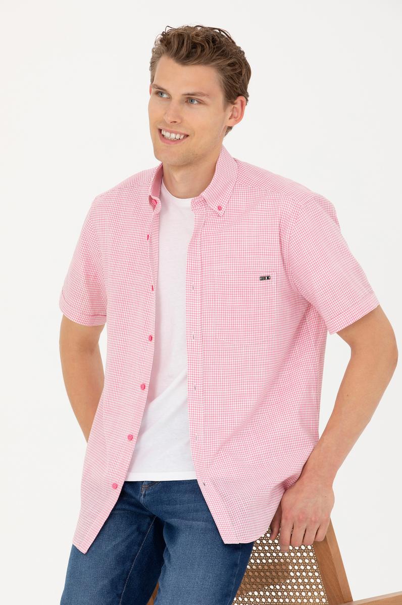 Erkek Pembe Kısa Kollu Gömlek