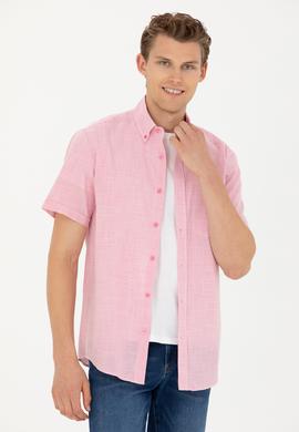 Erkek Pembe Kısa Kollu Gömlek - 50264094015