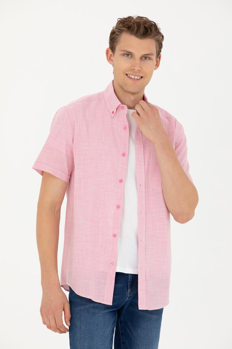 Erkek Pembe Kısa Kollu Gömlek - 50264094015