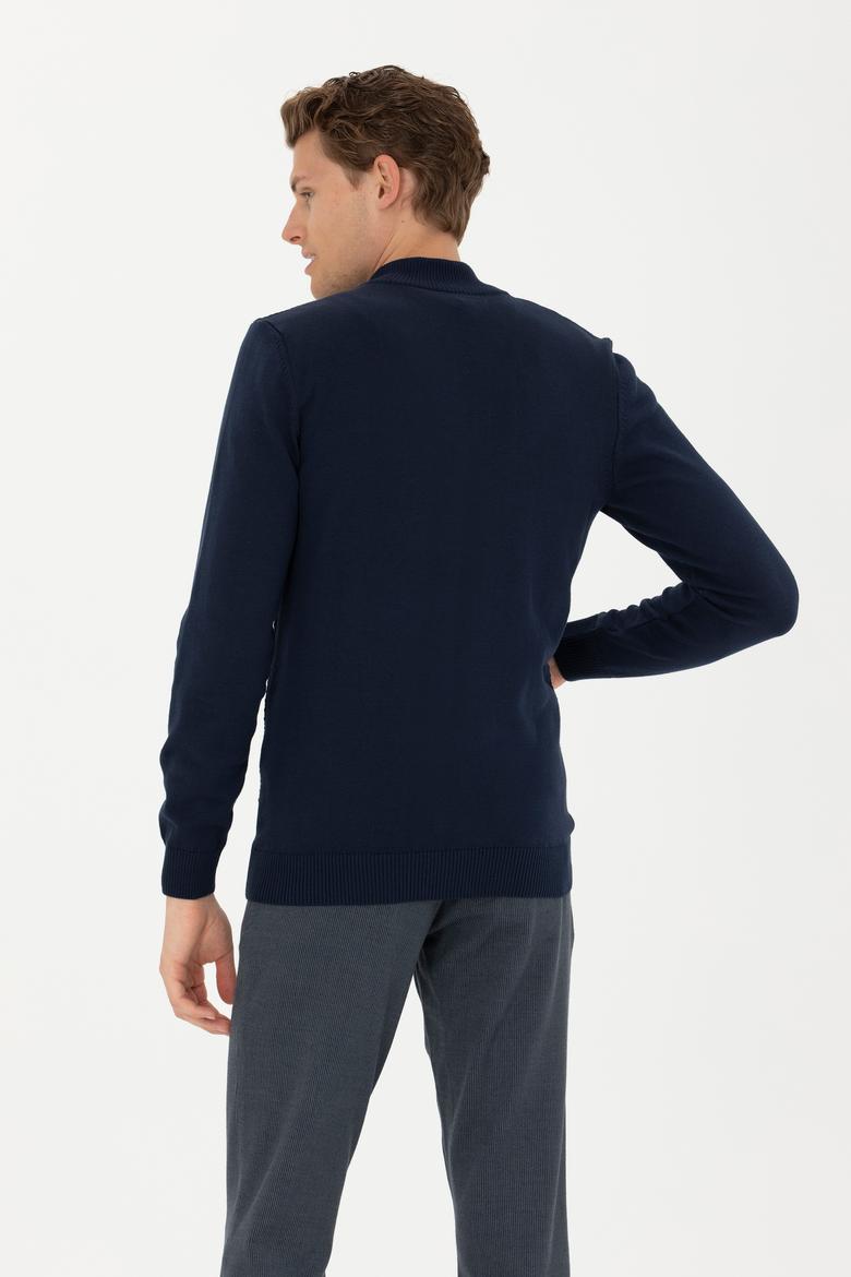 Erkek Lacivert Basic Triko Hırka - 50272132003