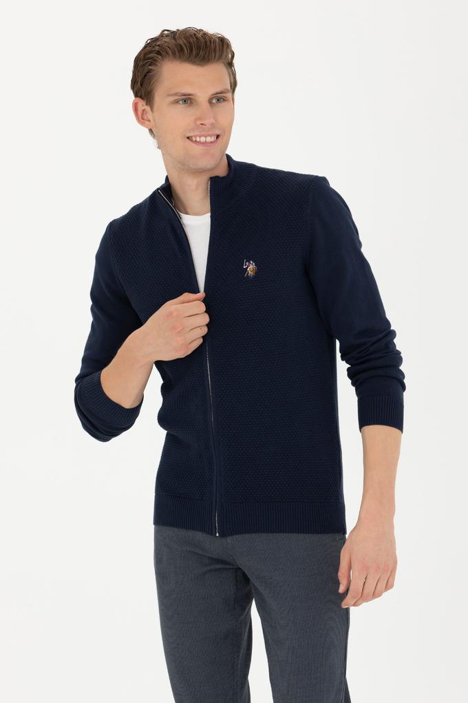 Erkek Lacivert Basic Triko Hırka