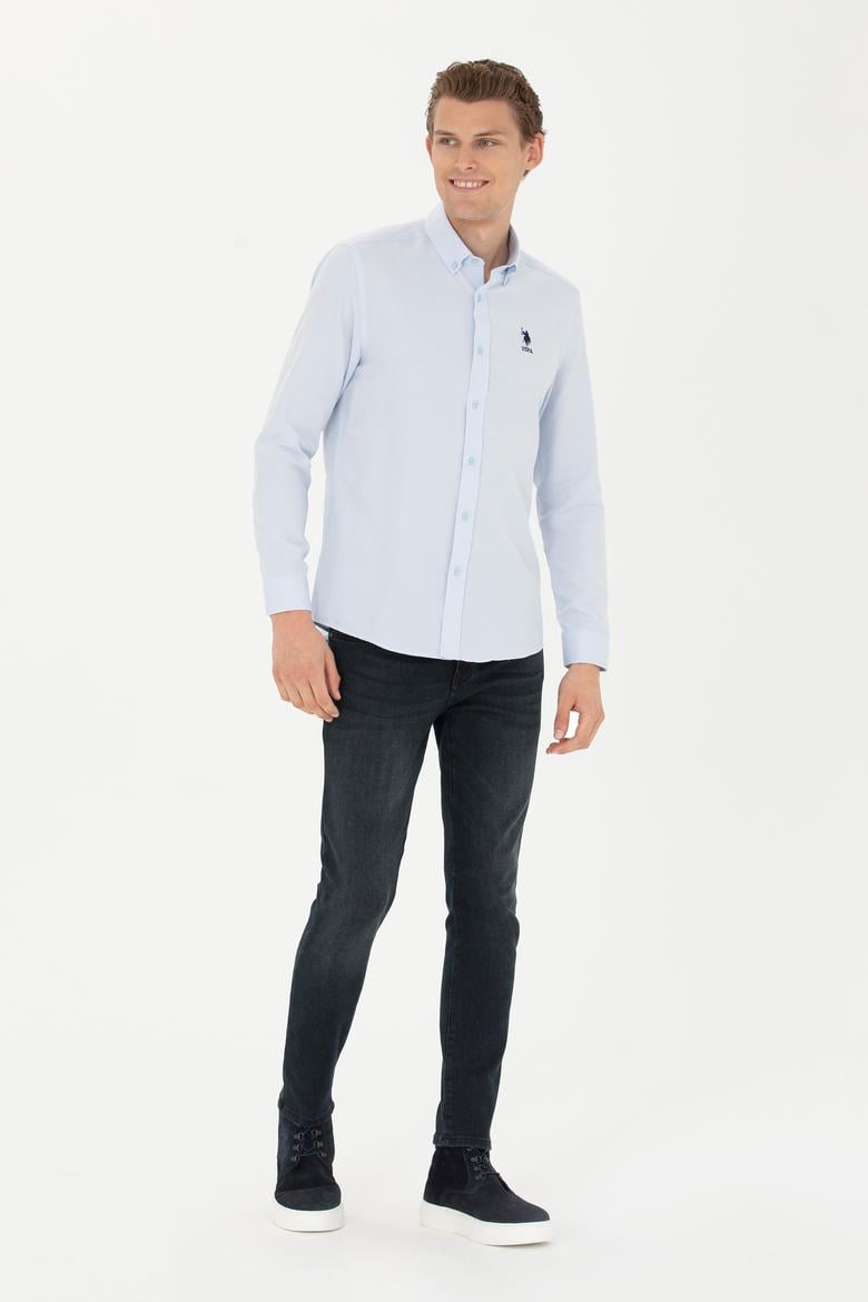 Erkek Açık Mavi Uzun Kollu Basic Gömlek - 50277310046