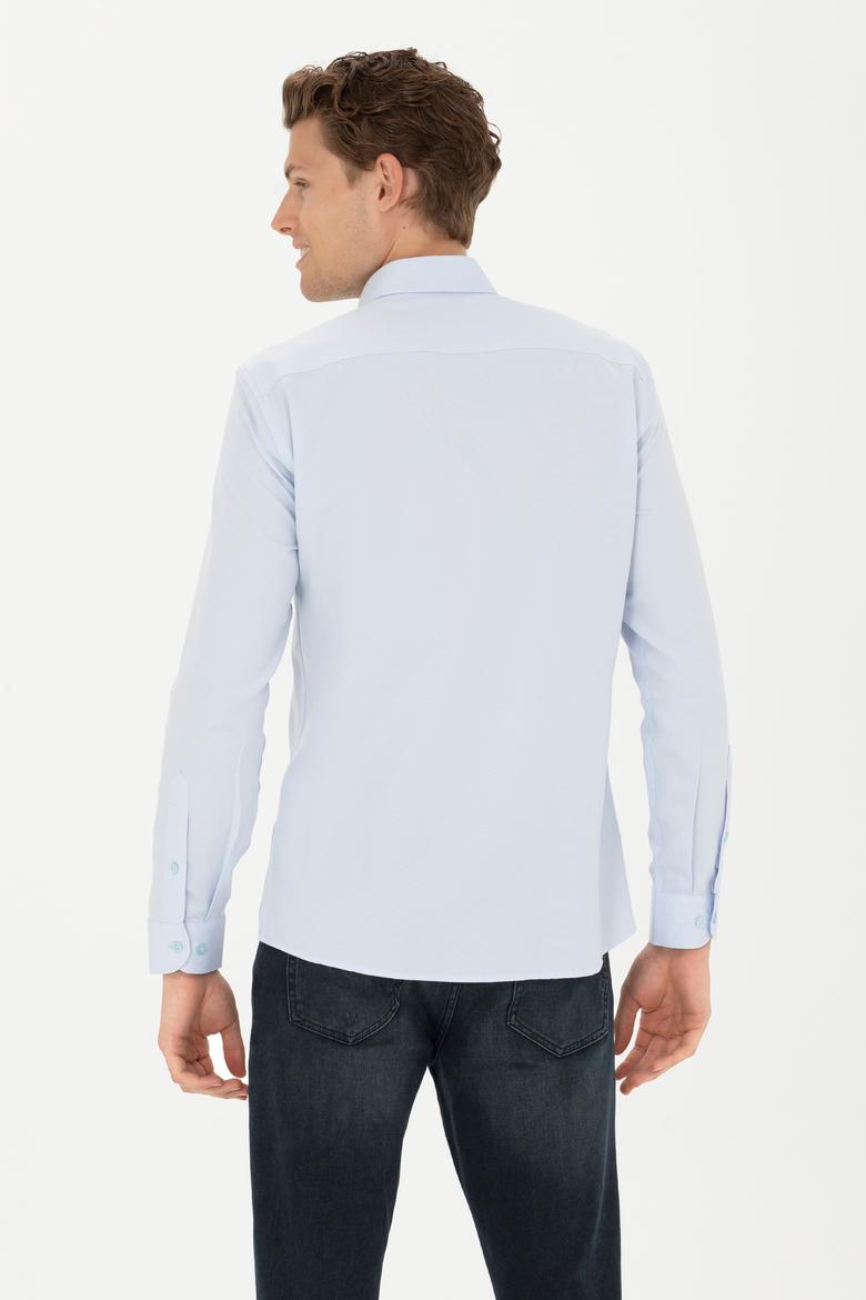 Erkek Açık Mavi Uzun Kollu Basic Gömlek - 50277310046