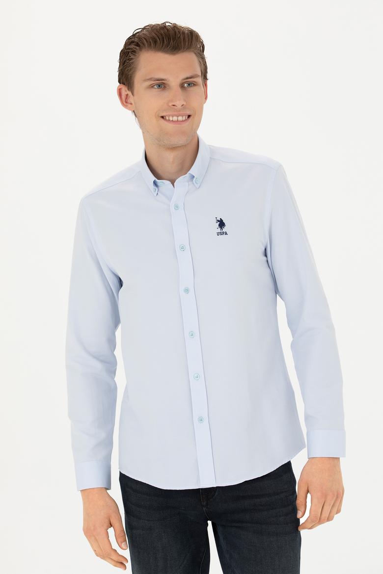 Erkek Açık Mavi Uzun Kollu Basic Gömlek - 50277310046