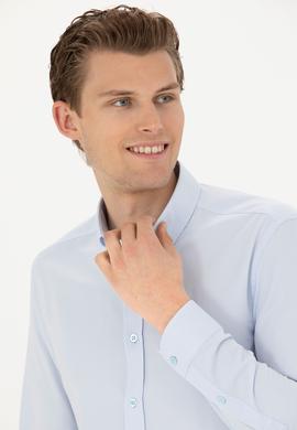 Erkek Açık Mavi Uzun Kollu Basic Gömlek - 50277310046