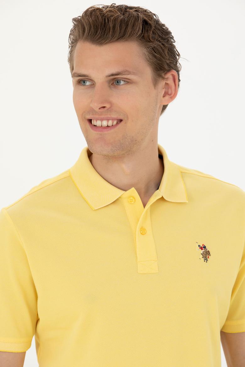 Erkek Koyu Sarı Basic Polo Yaka Tişört - 50262931073