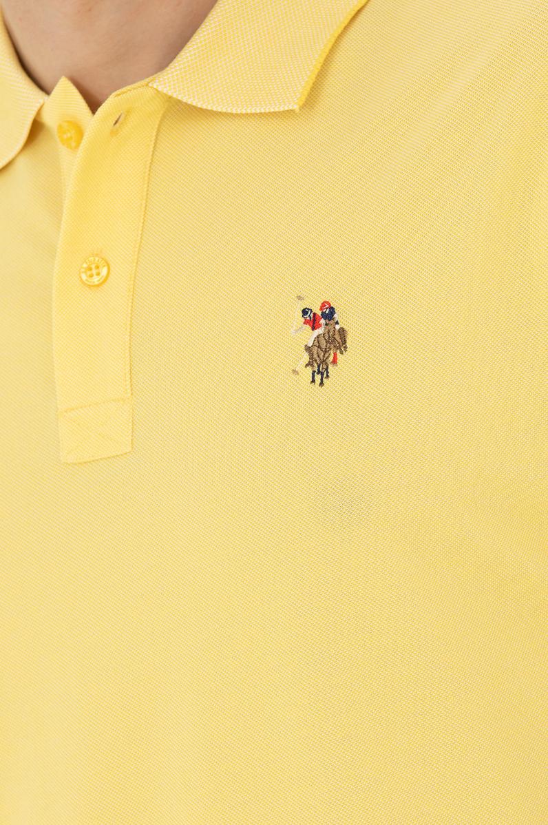 Erkek Koyu Sarı Basic Polo Yaka Tişört