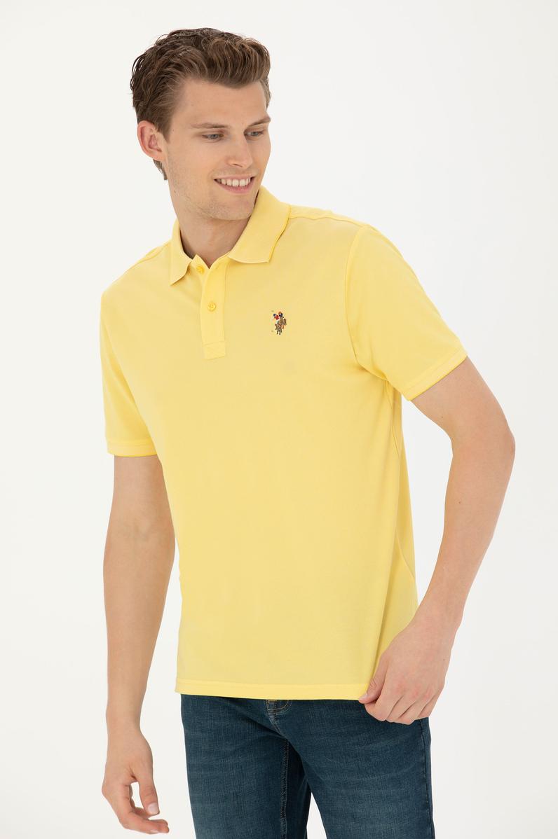 Erkek Koyu Sarı Basic Polo Yaka Tişört