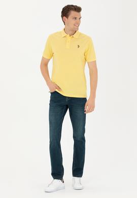 Erkek Koyu Sarı Basic Polo Yaka Tişört - 50262931073