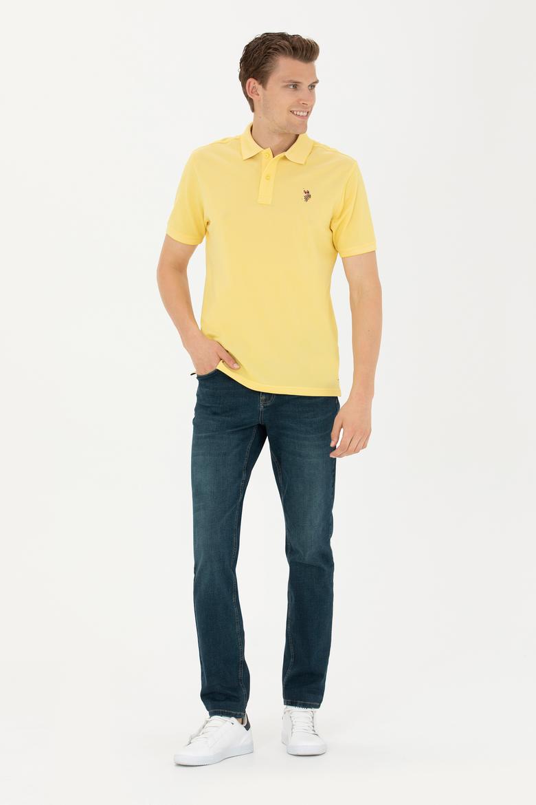 Erkek Koyu Sarı Basic Polo Yaka Tişört - 50262931073