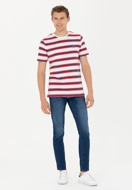 Erkek Beyaz Bisiklet Yaka Tişört - 50263261027