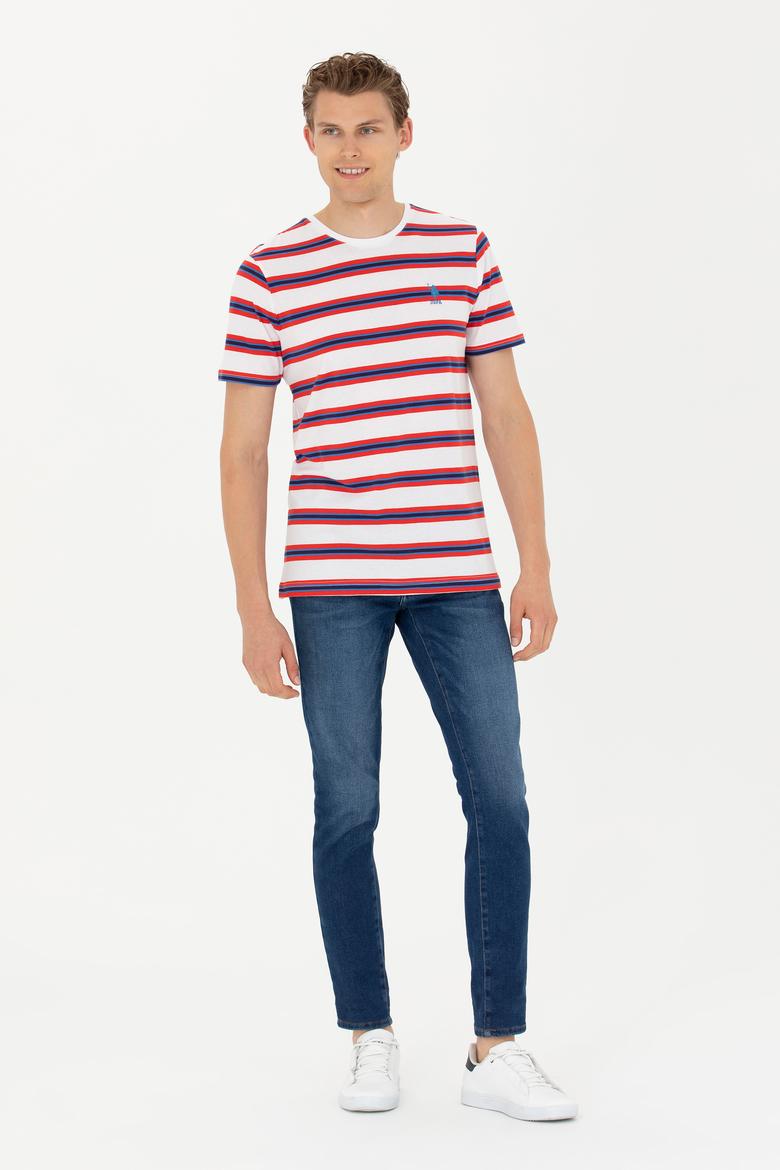 Erkek Beyaz Bisiklet Yaka Tişört - 50263261027