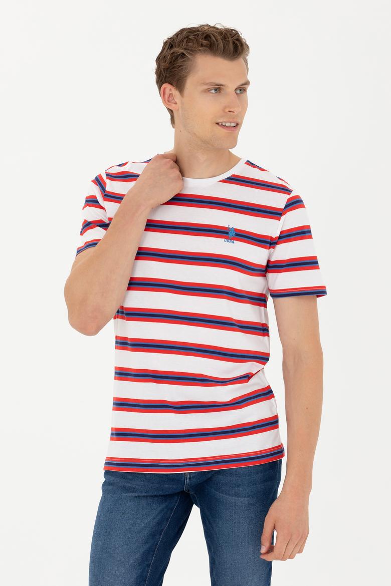 Erkek Beyaz Bisiklet Yaka Tişört - 50263261027