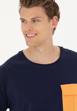 Erkek Lacivert Comfort Bisiklet Yaka Tişört - 50263343010