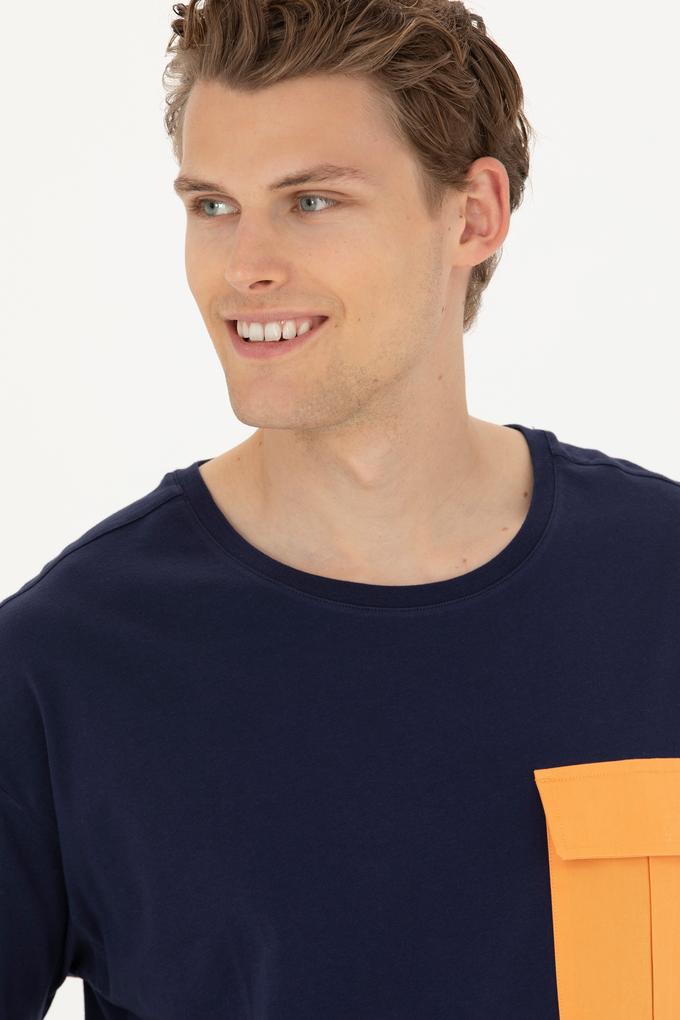 Erkek Lacivert Comfort Bisiklet Yaka Tişört
