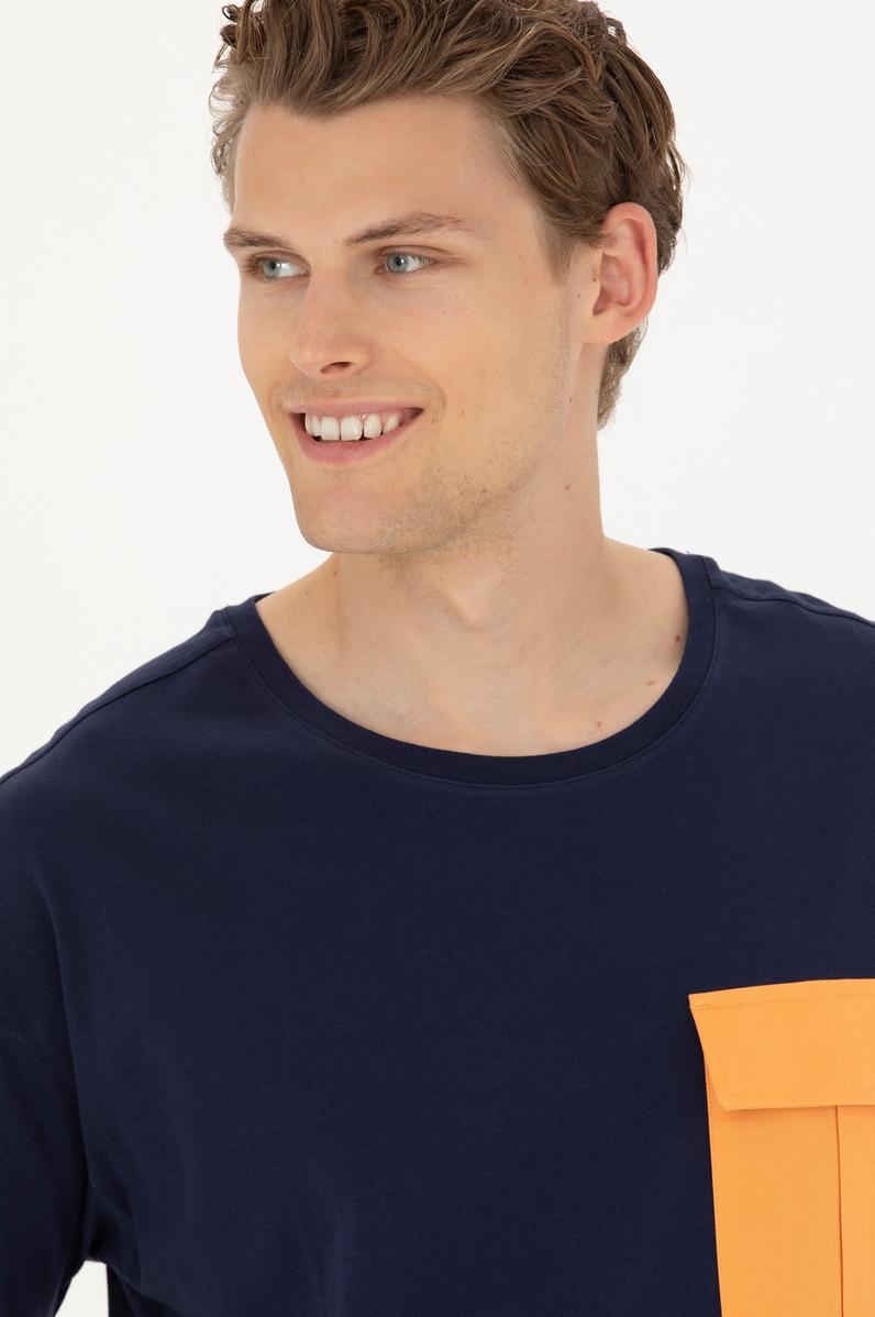 Erkek Lacivert Comfort Bisiklet Yaka Tişört