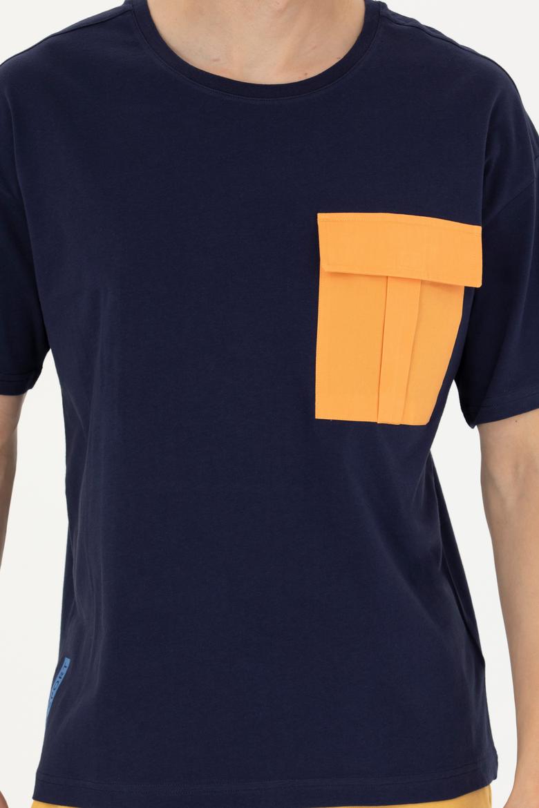 Erkek Lacivert Comfort Bisiklet Yaka Tişört - 50263343010