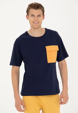 Erkek Lacivert Comfort Bisiklet Yaka Tişört - 50263343010