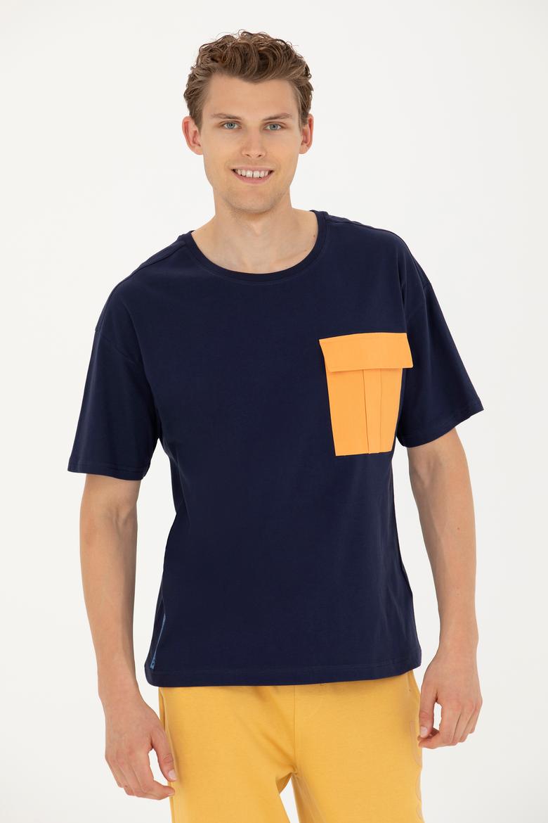 Erkek Lacivert Comfort Bisiklet Yaka Tişört - 50263343010