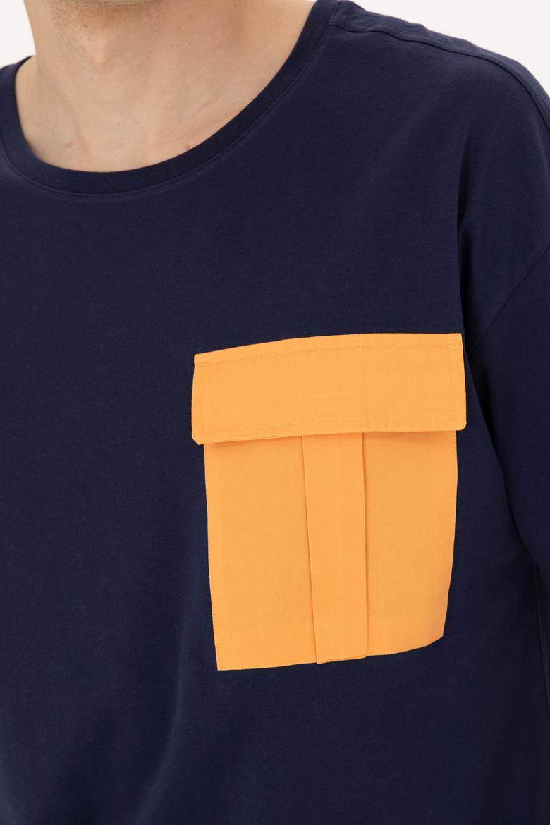 Erkek Lacivert Comfort Bisiklet Yaka Tişört - 50263343010