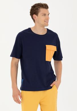 Erkek Lacivert Comfort Bisiklet Yaka Tişört - 50263343010