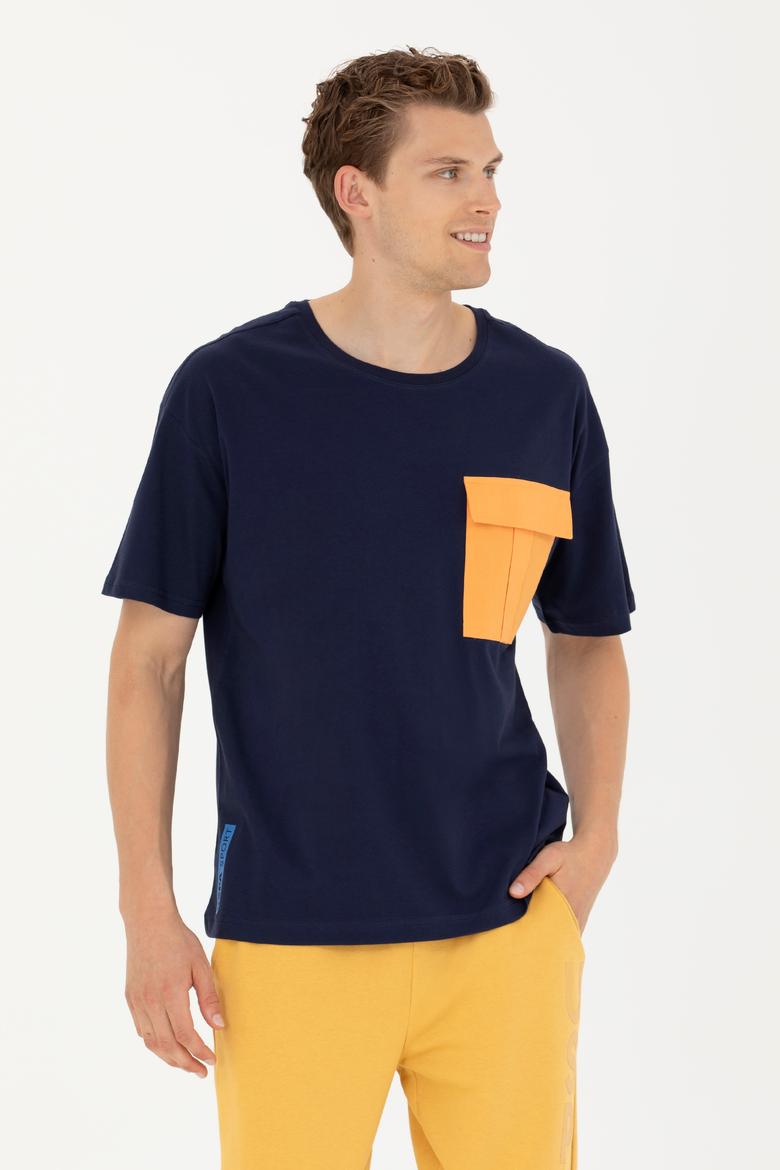 Erkek Lacivert Comfort Bisiklet Yaka Tişört - 50263343010