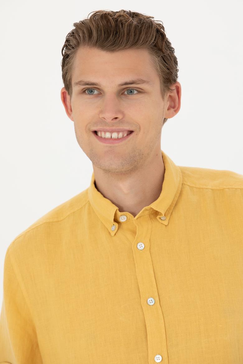 Erkek Sarı Kısa Kollu Gömlek - 50264507014