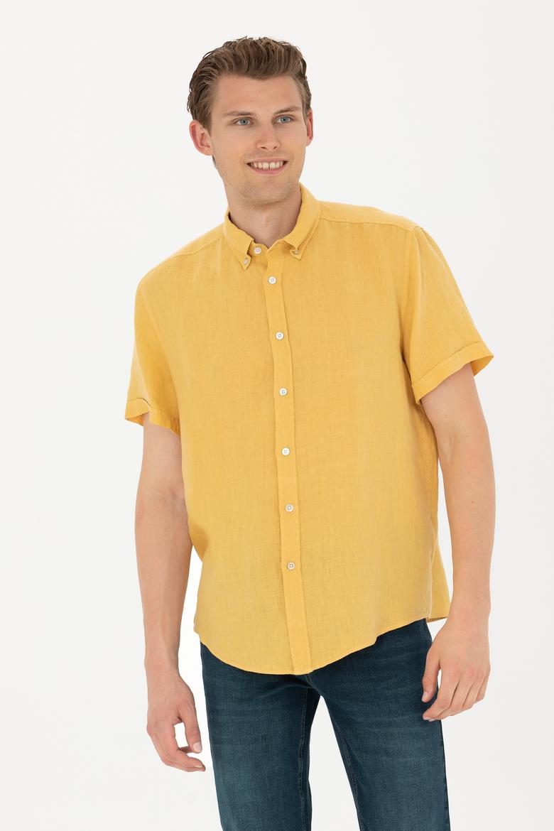 Erkek Sarı Kısa Kollu Gömlek - 50264507014