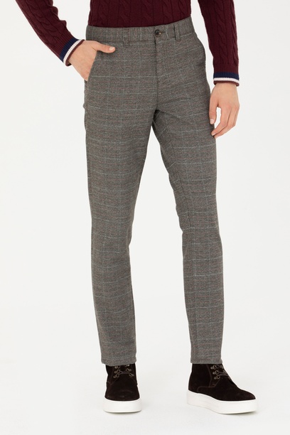 Erkek Slim Fit Haki Kanvas Pantolon