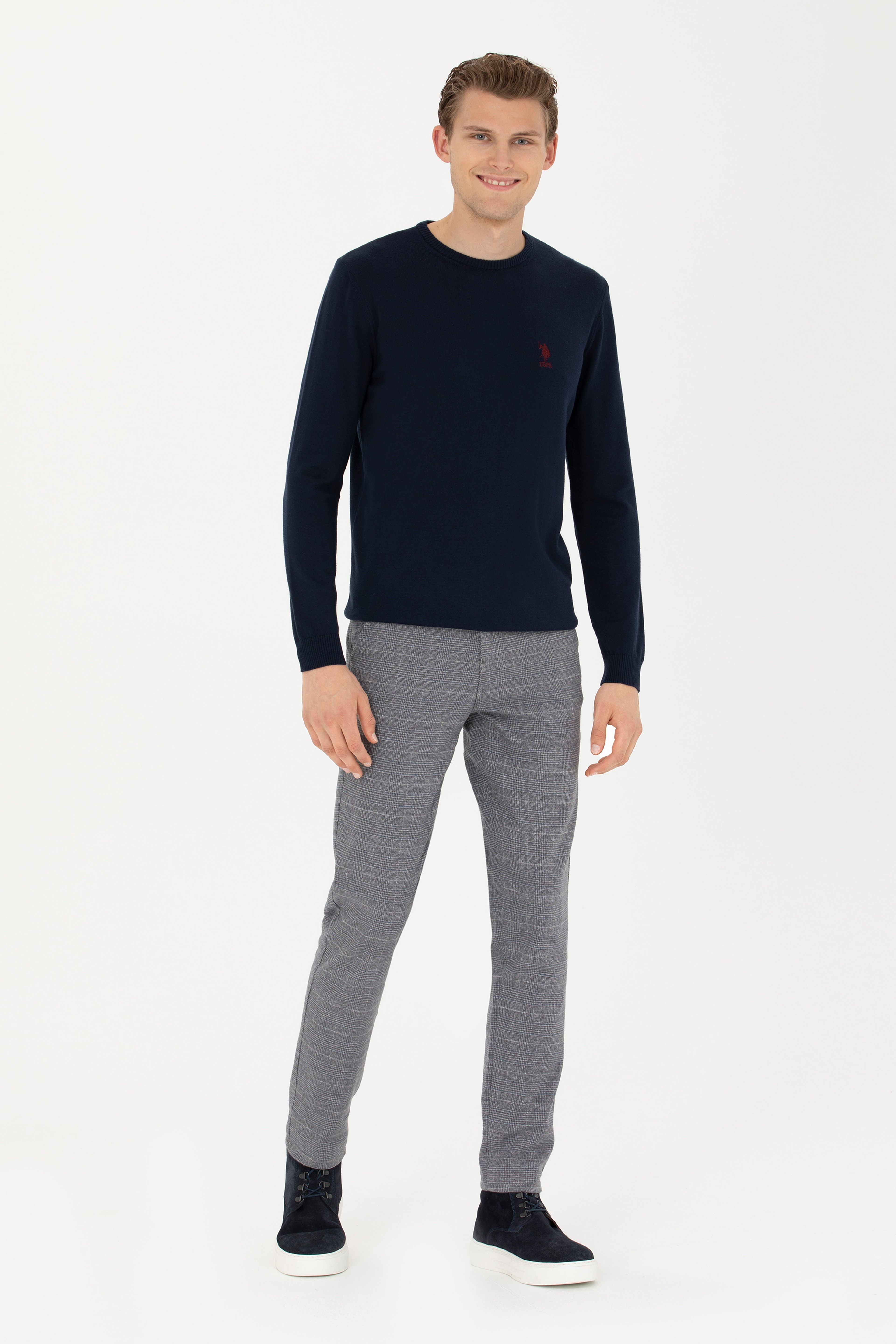 Erkek Slim Fit Gri Kanvas Pantolon