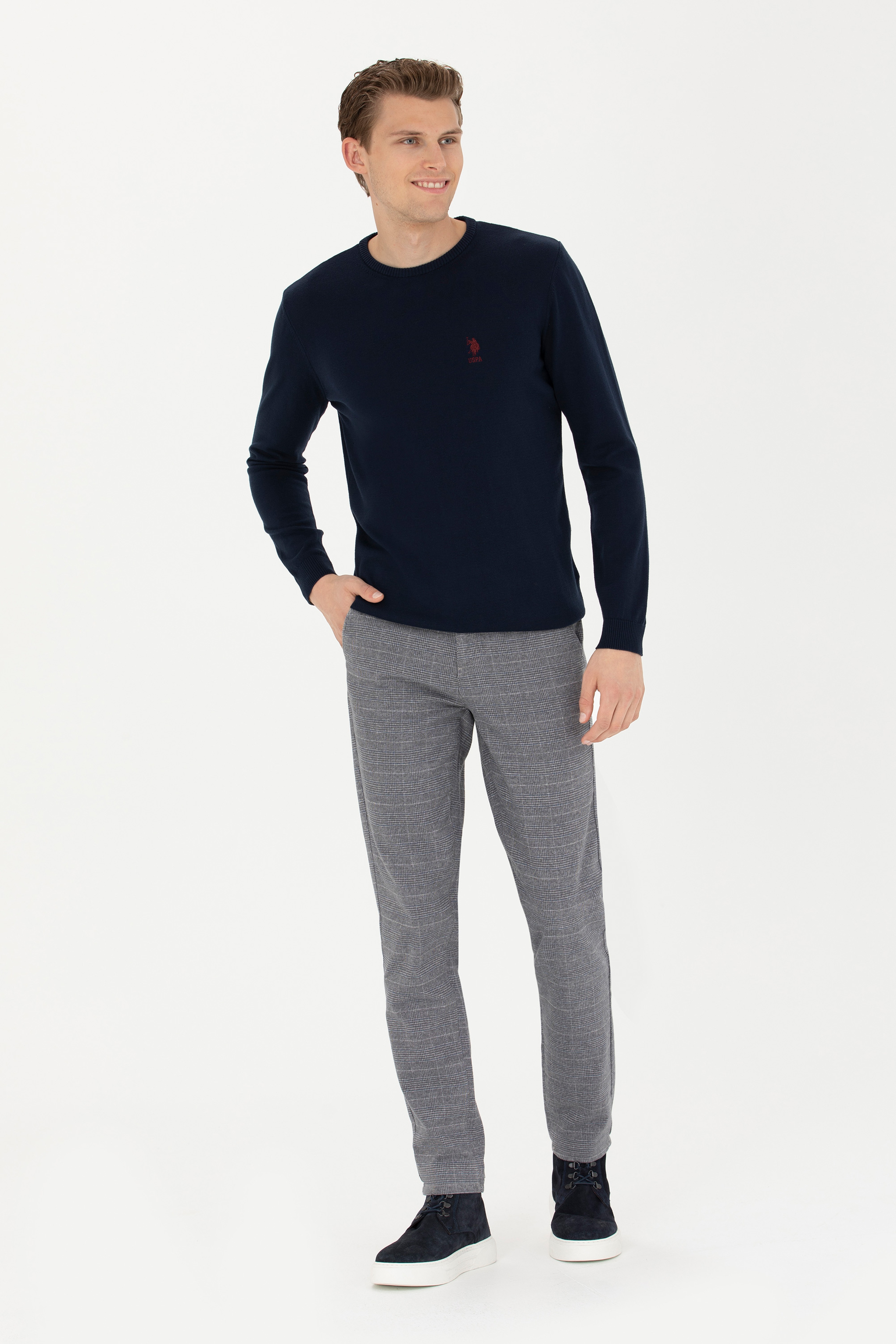 Erkek Slim Fit Gri Kanvas Pantolon - Image 1