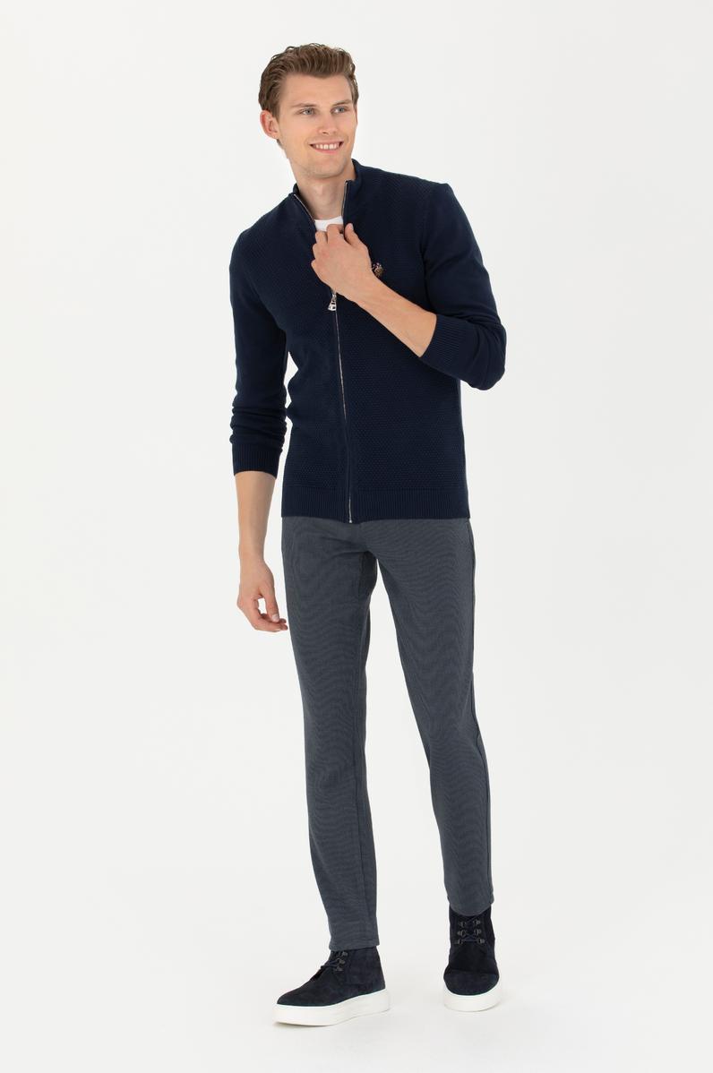 Erkek Slim Fit Lacivert Kanvas Pantolon