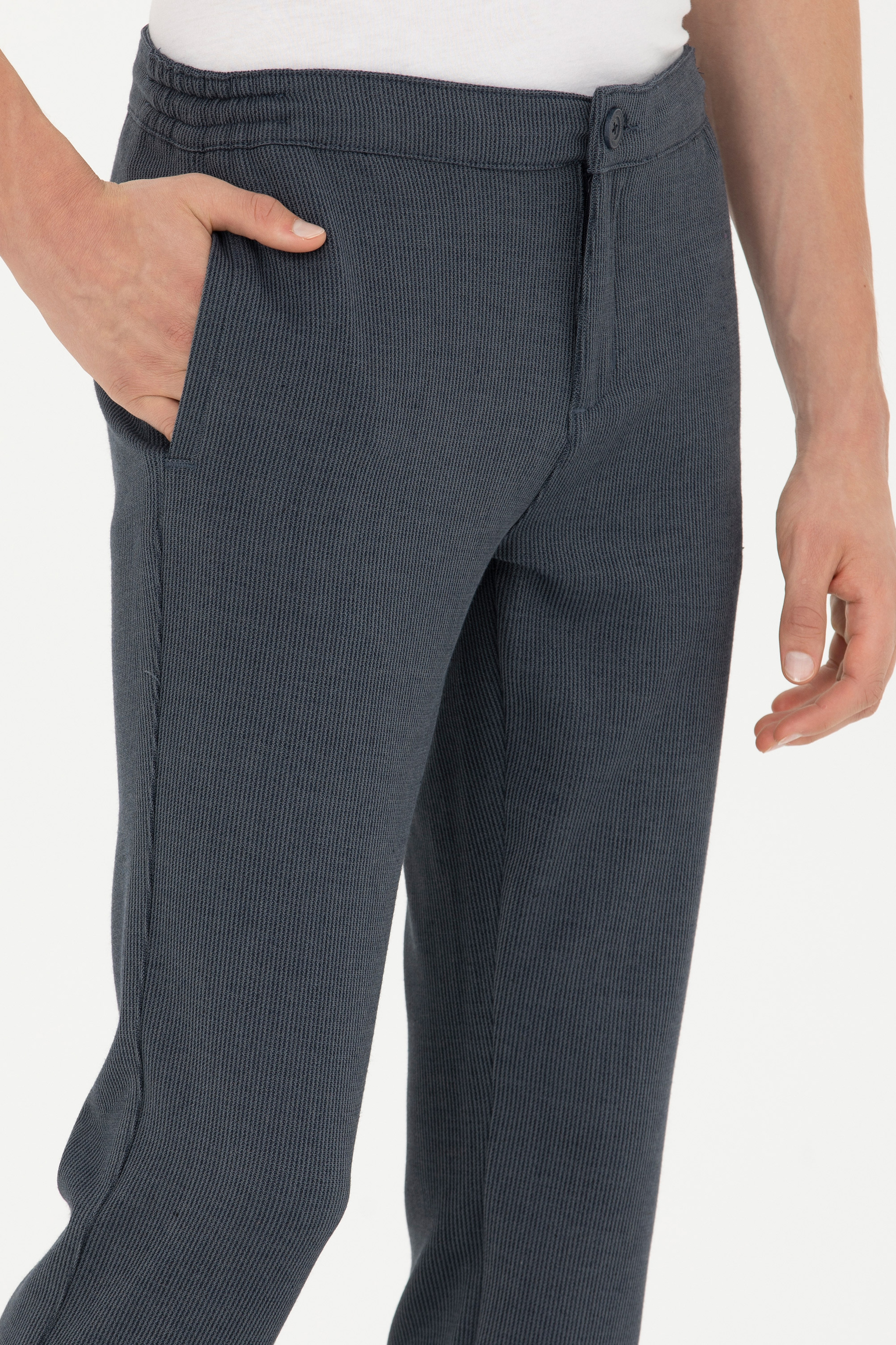 Erkek Slim Fit Lacivert Kanvas Pantolon