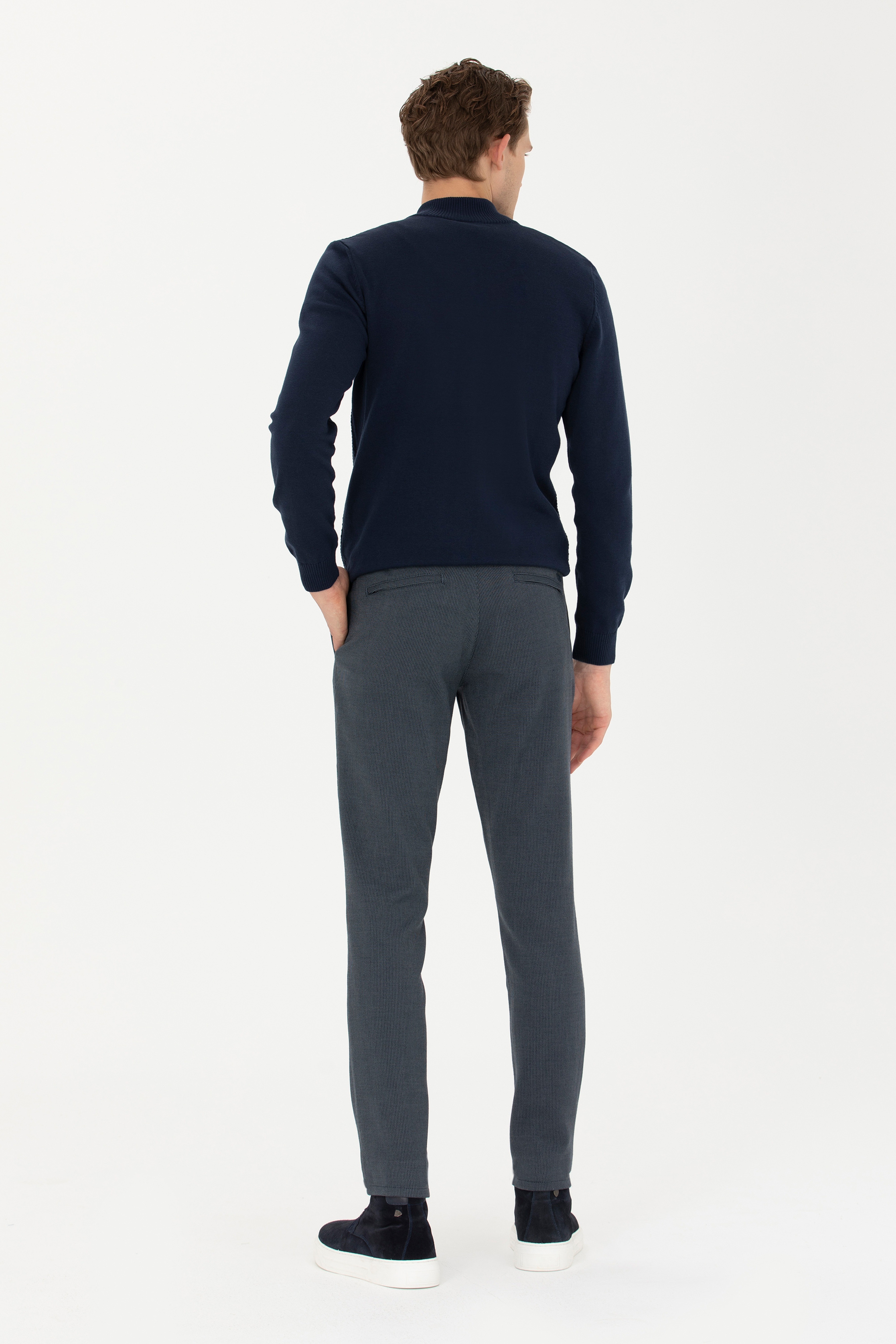 Erkek Slim Fit Lacivert Kanvas Pantolon - Image 4