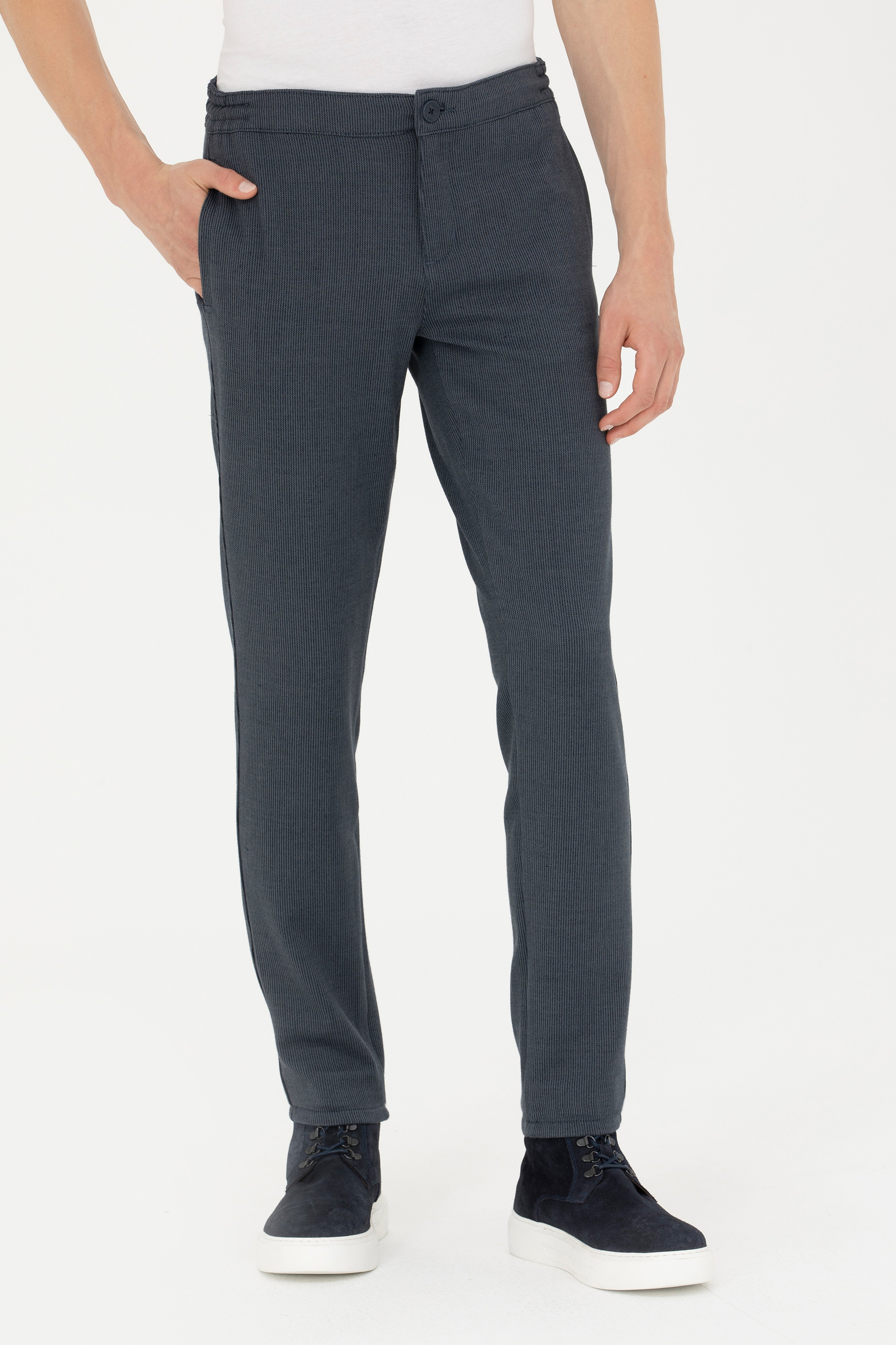 Erkek Slim Fit Lacivert Kanvas Pantolon - Image 2