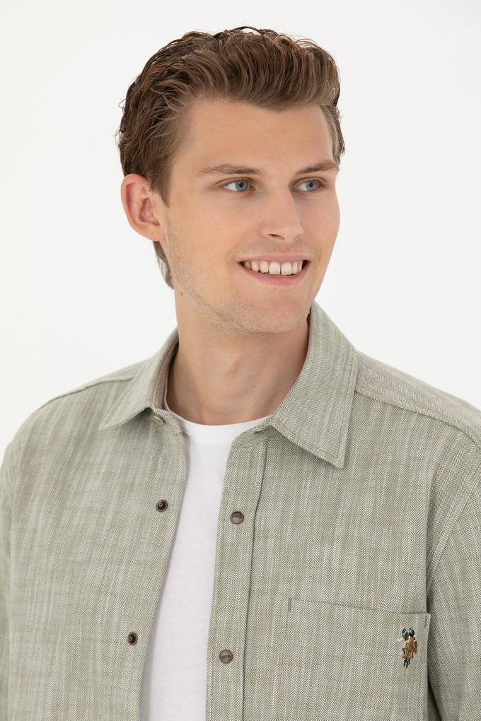 Erkek Haki Uzun Kollu Gömlek