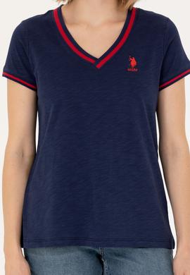 Kadın Lacivert V Yaka Tişört - 50271619004