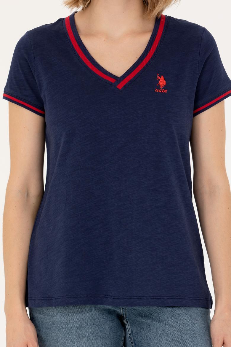 Kadın Lacivert V Yaka Tişört - 50271619004