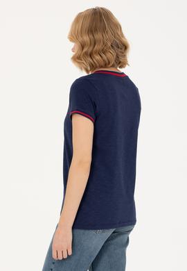 Kadın Lacivert V Yaka Tişört - 50271619004