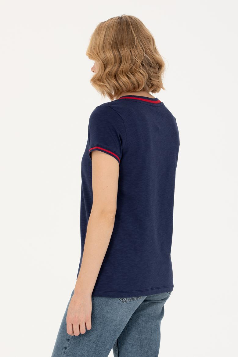 Kadın Lacivert V Yaka Tişört - 50271619004