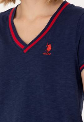 Kadın Lacivert V Yaka Tişört - 50271619004