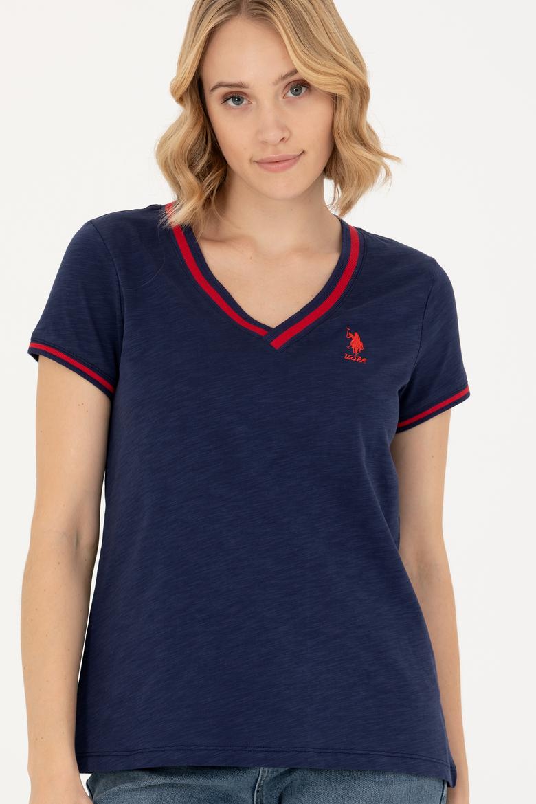 Kadın Lacivert V Yaka Tişört - 50271619004