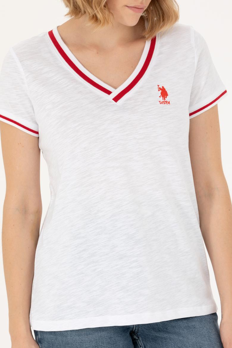 Kadın Beyaz V Yaka Tişört - 50271619020