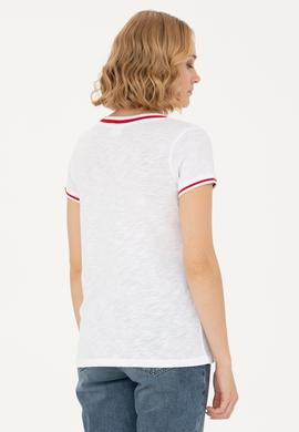 Kadın Beyaz V Yaka Tişört - 50271619020